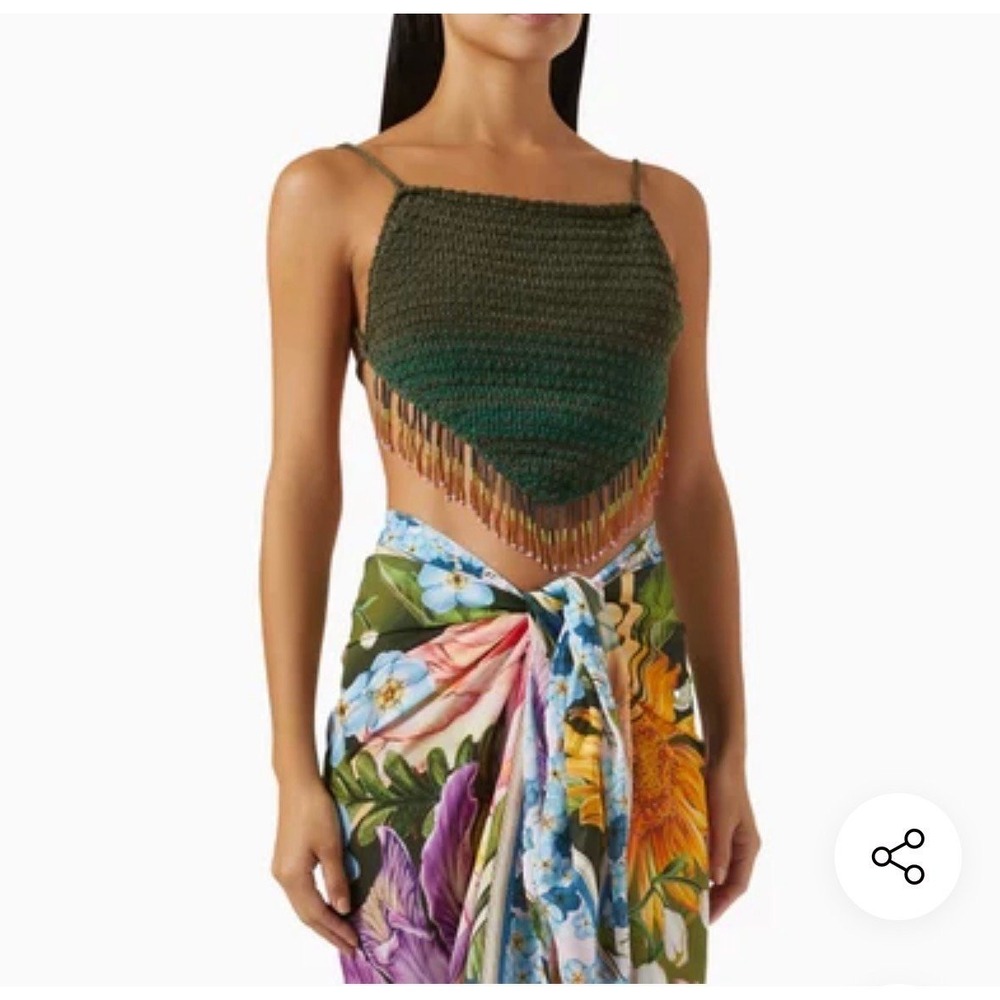 Agua bendita Fleur Crochet Crop Top in Cotton medium